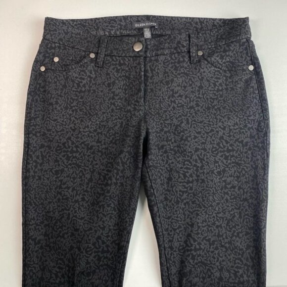 EILEEN FISHER Filigree Printed Ponte  Skinny Pants Black Sz 2 - Picture 2 of 5